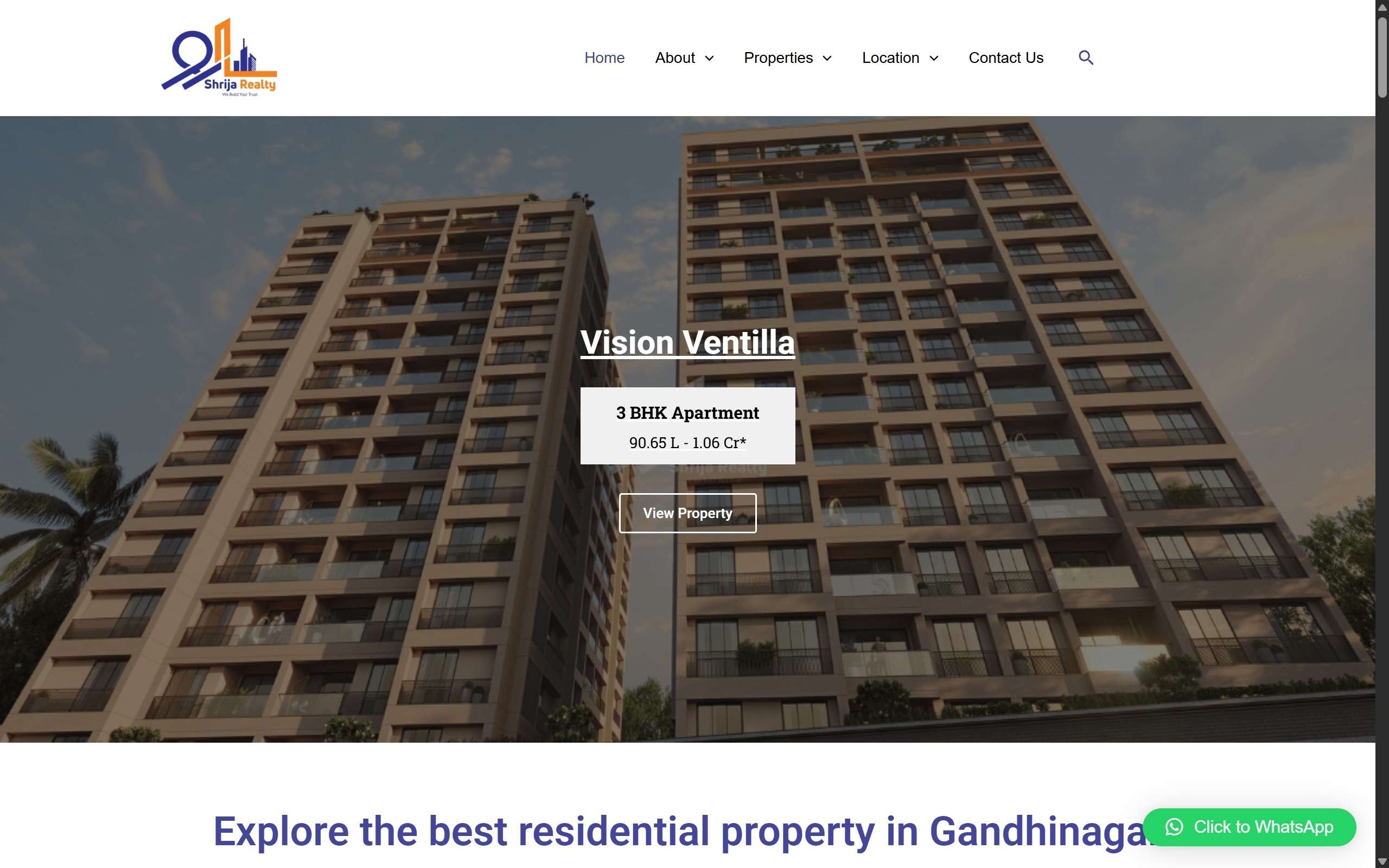 Shrija Realty Website Screenshot - Darshan Limbani