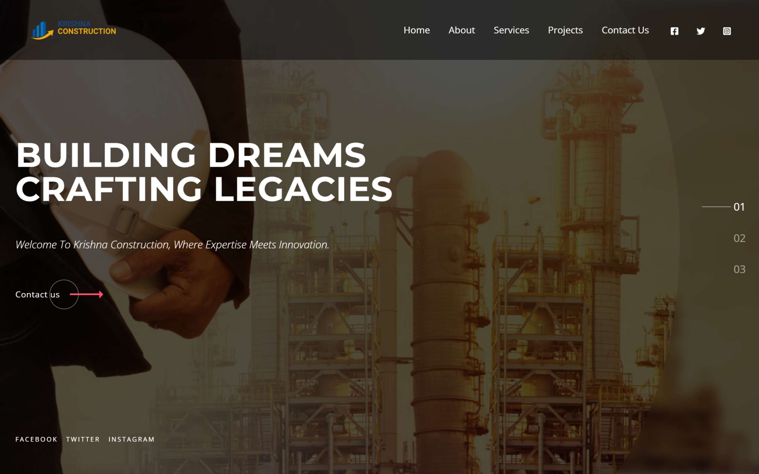 Krishna Construction Website Screenshots - Darshan Limbani