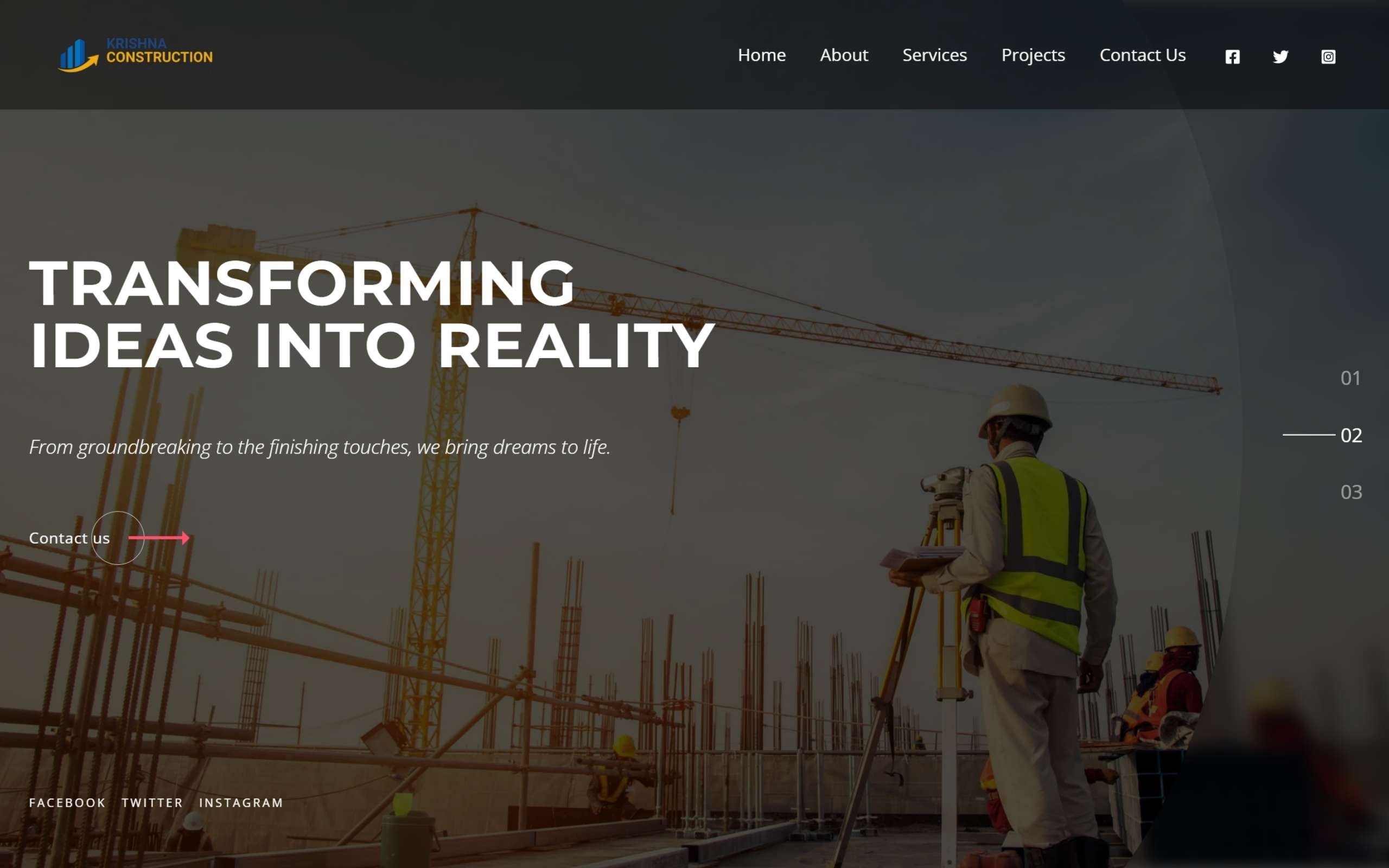 Krishna Construction Website Screenshots - Darshan Limbani