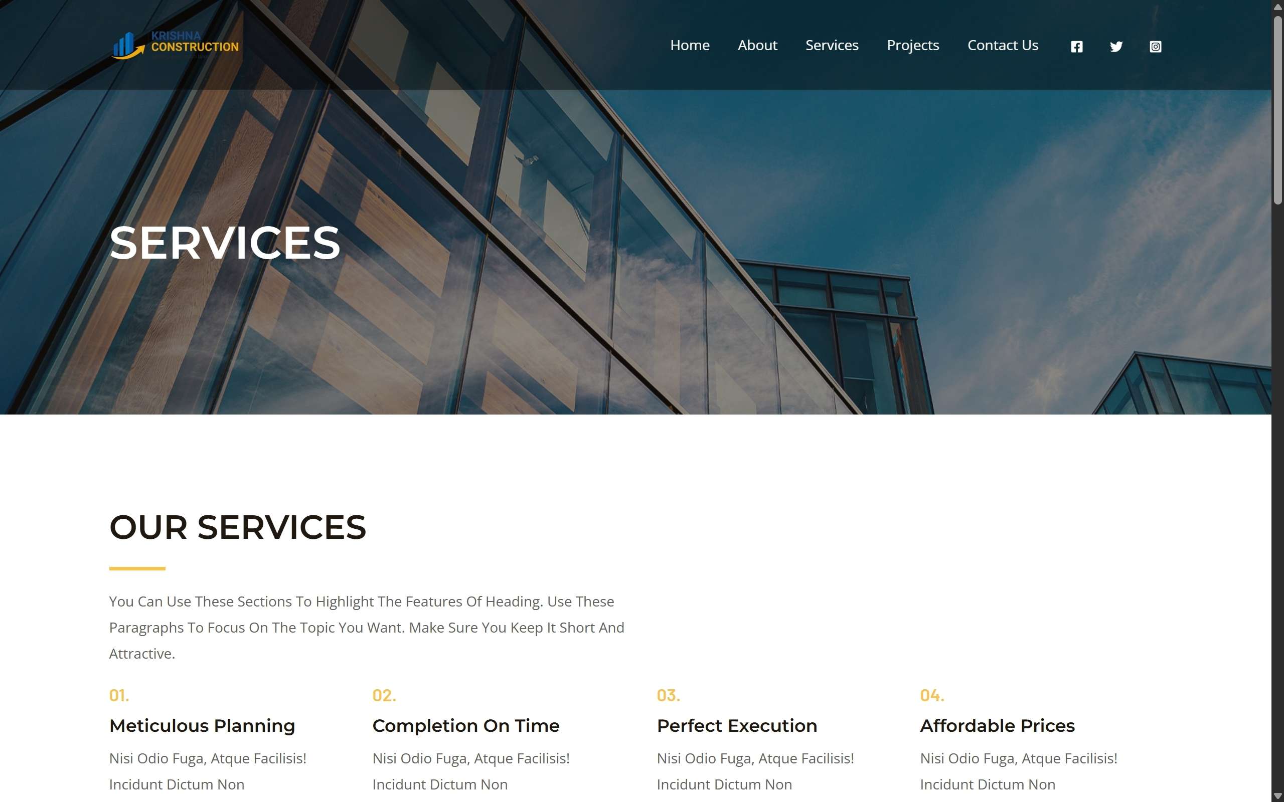 Krishna Construction Website Screenshots - Darshan Limbani