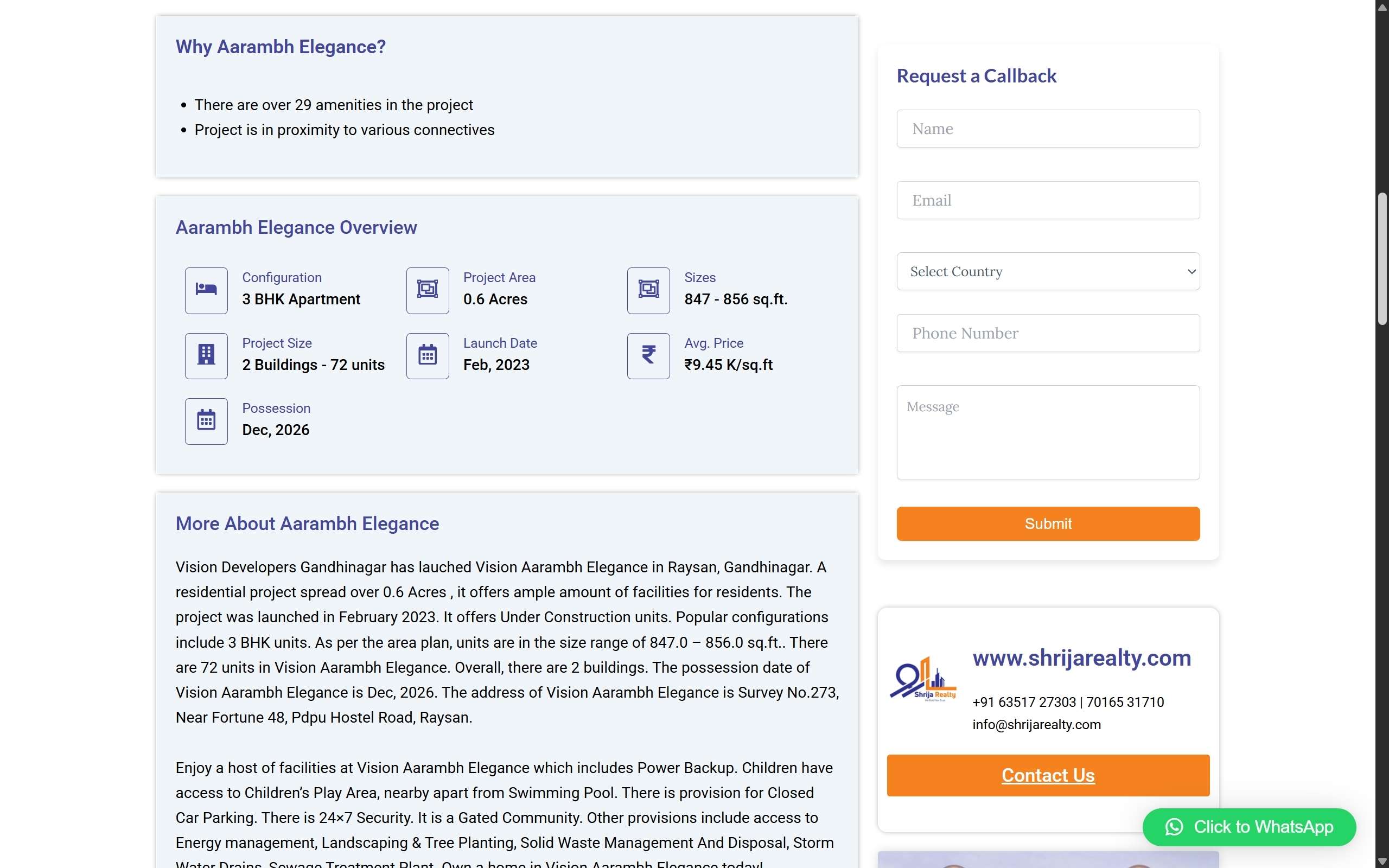 Shrija Realty Website Screenshot - Darshan Limbani