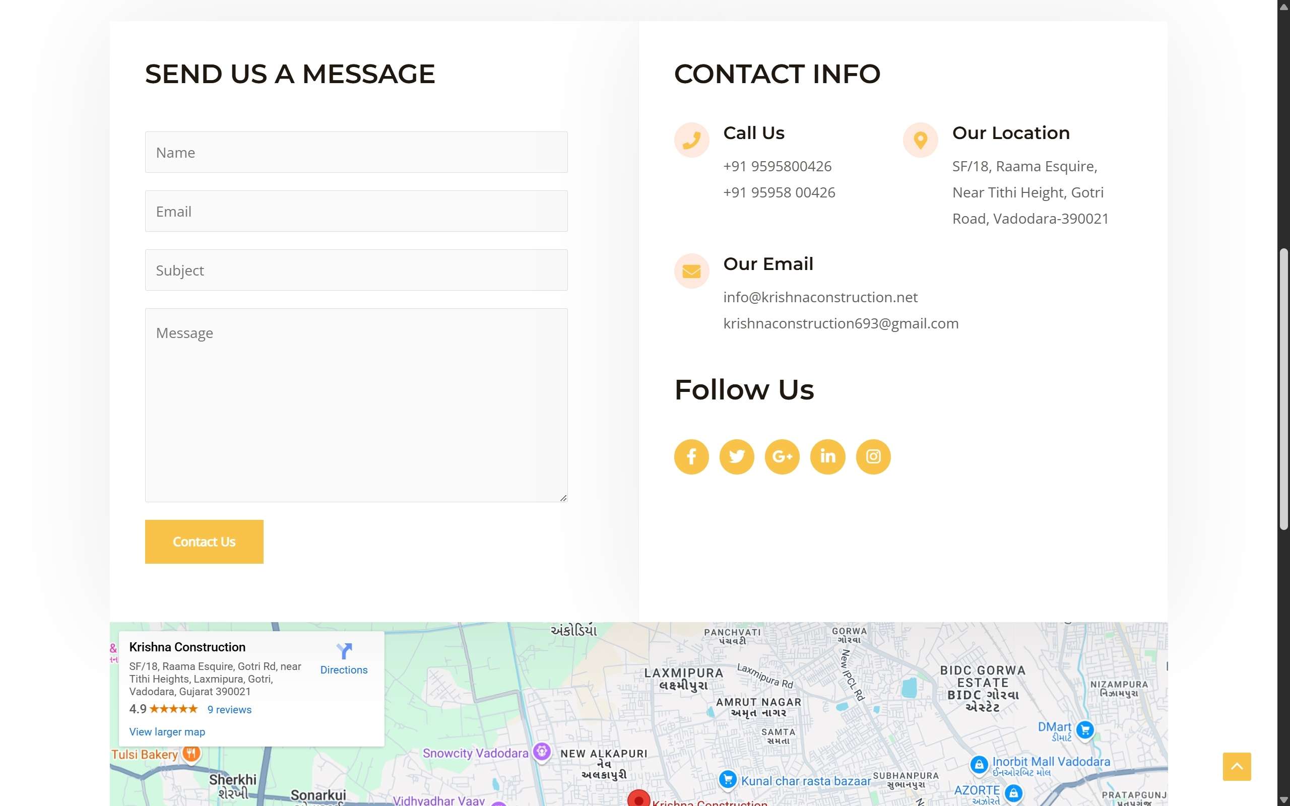 Krishna Construction Website Screenshots - Darshan Limbani